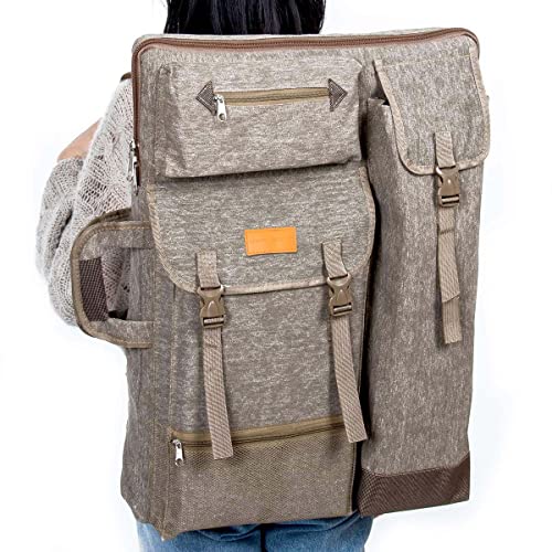 TRANSON Art Portfolio Case Artist Backpack Canvas Bag Large 26” x 19.5” Khaki by TRANSON - Image 8