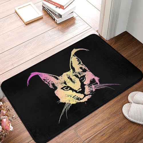 OOAHJEID Alfombra de baño Big Floppa Caracal con diseño de Gato Caracal Estilo Vintage Color Crema para Sala de Estar balcón decoración del hogar