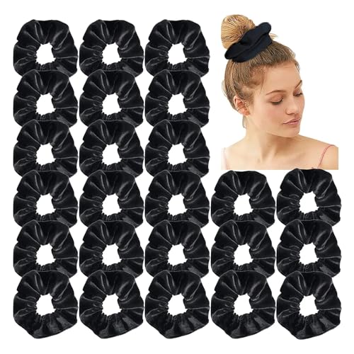 Chouchous en tissu noir et attaches velours pour queue de cheval - 2