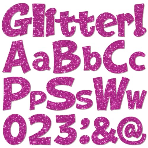 Image of Colarr 144 Pcs Glitter Bulletin Board Letters for Classroom Alphabet Punctuation Symbol Cutout Die-Cut Poster Letter with Adhesive Dot School Party Holiday Decor Display (Rose Red,4 Inch)