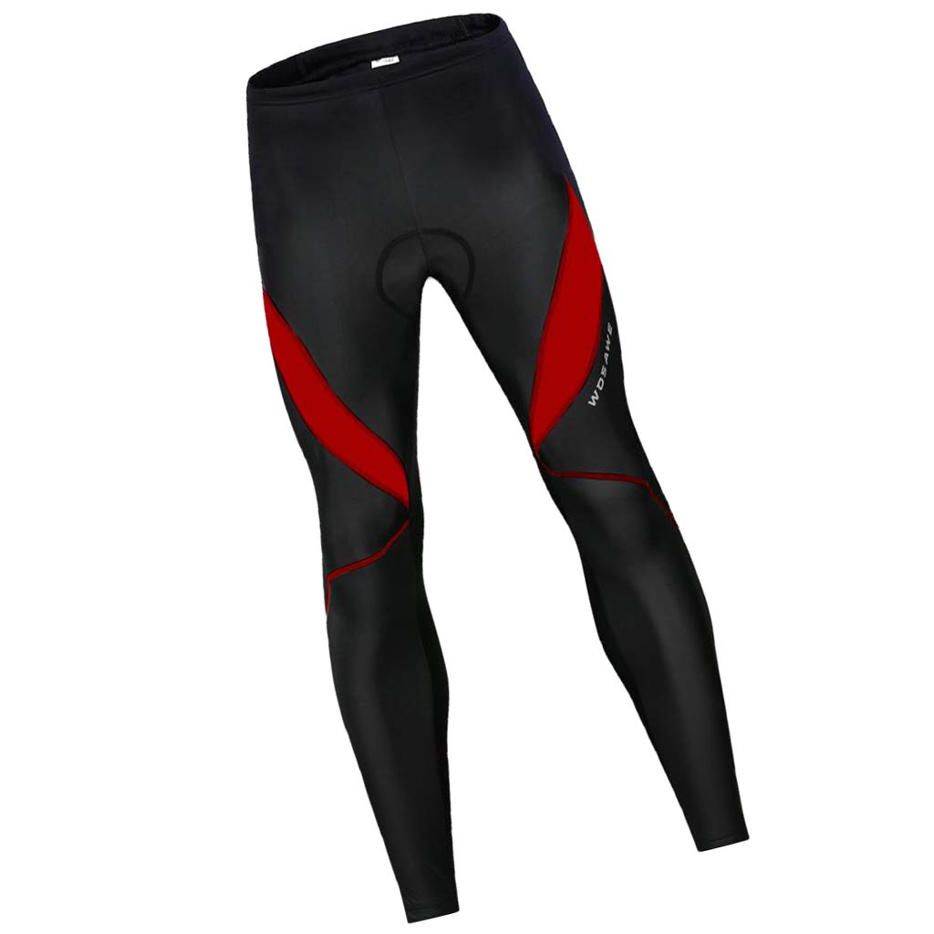 Merishopp Mens Black Cycling Long Pants Padded Riding Tights Legging Biker Sports Red 3XL1 Piece Cycling Long Pants| Pants| Pants| Mens Clothing |Clothing Shoes & Accessories-image-7