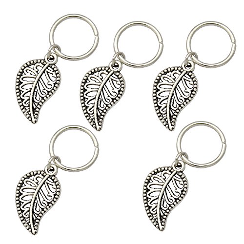 Q&Q Fashion Silver Plated 5X Filigree Leaf Feather Charm Hoop Dreadlock Dreads Updo Hair Pin Dress Clip
