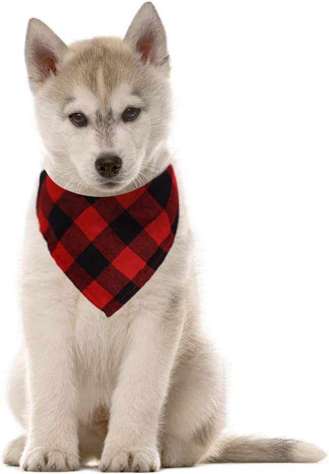 WORDERFUL Dog Bandana Bibs Pet Plaid Cotton Scarf Washable Triangle Head Scarfs Accessories Neckerchief for Small and Medium Dogs and…