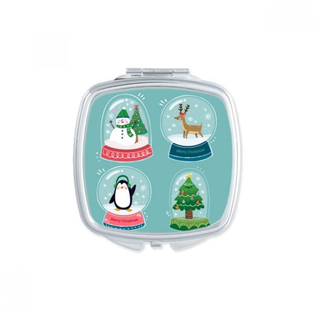 Miroir de poche cadeau de Noël mignon petit miroir de maquillage illustration flocon de neige