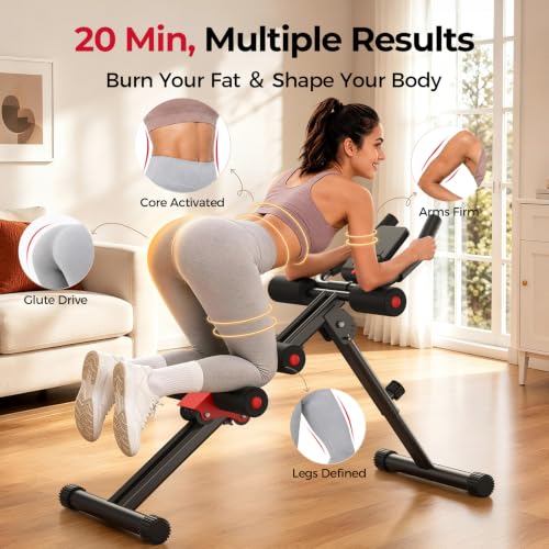 Image of FLYBIRD AW1 Ab Workout Machine, Ab Crunch Machine Ab Workout Equipment Foldable for Home Gym, Bottom-Up Abdominal Trainer for Core Waist Workout and Body Shaping with Adjustable Heights and Angles, Red