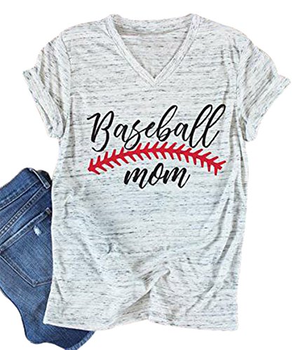 Baseball Mom T-Shirt Women Letter Print Funny Baseball Graphic Tees Tops Short Sleeve Casual Tee