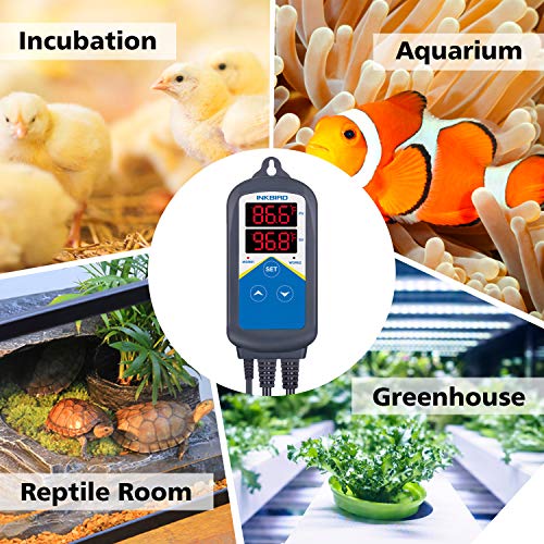 Image of Inkbird ITC-306T Heating Temperature Controller Heating Thermostat Without Cooling Control Digital Timer Controller Dual Relays 24-hour Day Night Cycle Timer (ITC-306)