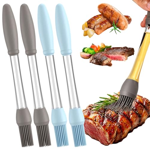 4 Pack Basting Brush for Cooking, Silicone Heat Resistant Pastry Brushes, Spread Oil Sauce Butter, Food Brush for Cooking, BBQ, Barbecue, Baking, Grilling Tool Kitchen Gadget Home Outdoor Use