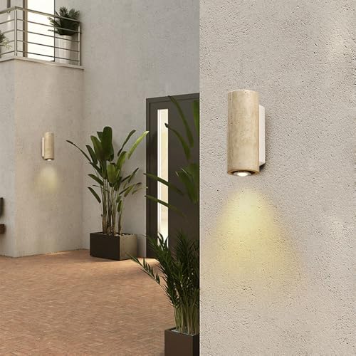 Aplique de pared rectangular Wabi-Sabi de travertino con cableado downlight nórdico 6