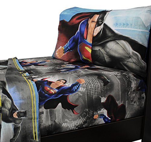 Batman 3pc DC Comics vs Superman Twin Bed Sheet Set Crime and Punishment Superheroes Bedding Accessories