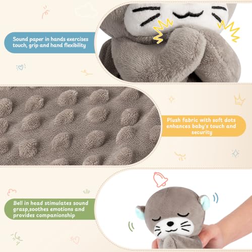 Image of Loveys for Babies,Kawaii Otter Baby Security Blanket for Newborn Infant Toddler Snuggle Toy Stuffed Animal,Lovey Prayer Otter Security Blankets Baby Unisex for Birthday(Gray Otter,12in)