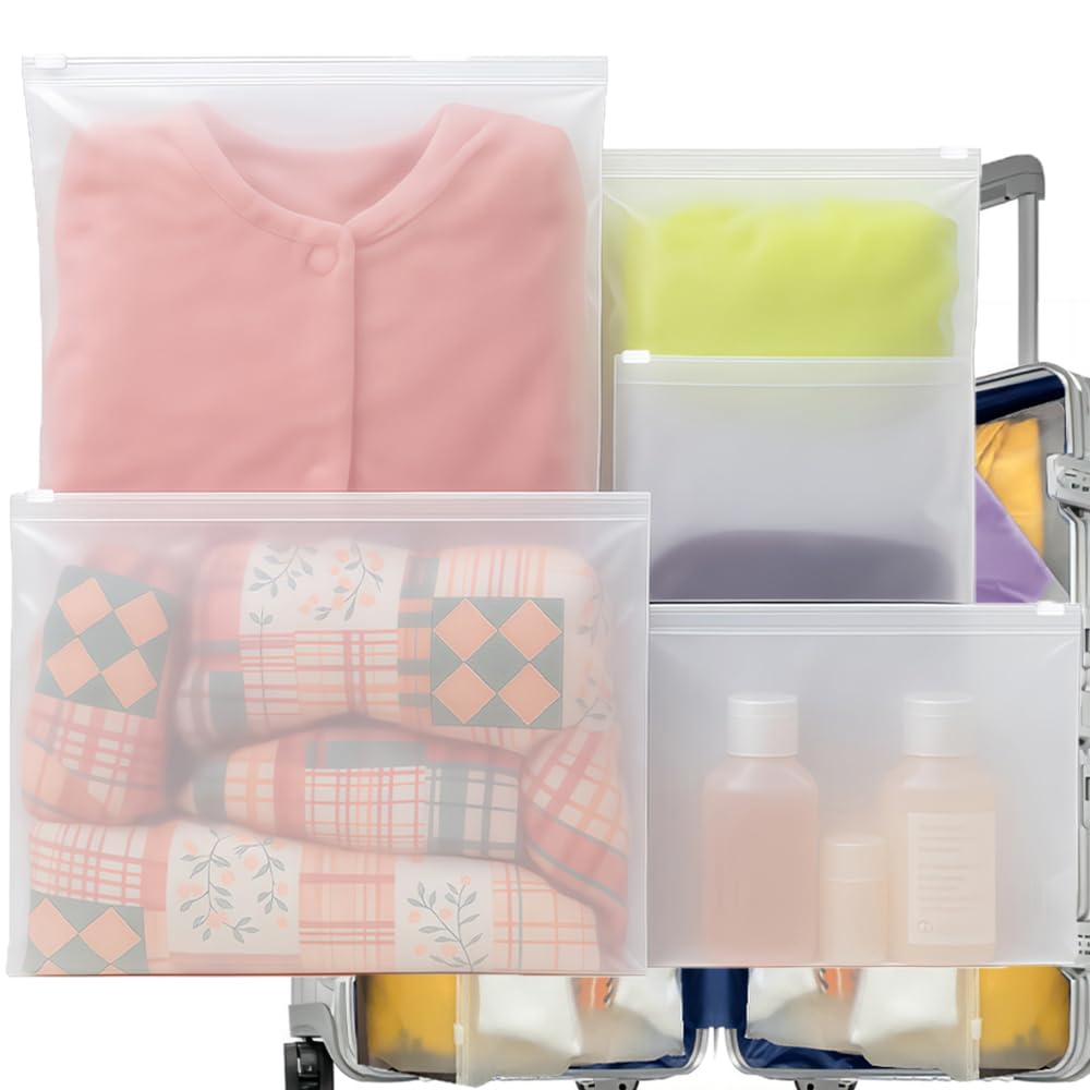20 Pièces Sac De Rangement Valise, Givré Sac Zipper Voyage, 3 Tailles Sac Zippé Transparent, Réutilisable Pochette Rangement Valise Pour Vêtements, Sous-Vêtements, Chaussures