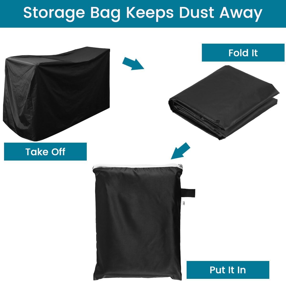 Mobility Scooter & Wheelchair Rain Cover, Black, Medium- 325cm - 10'8 - Image 3