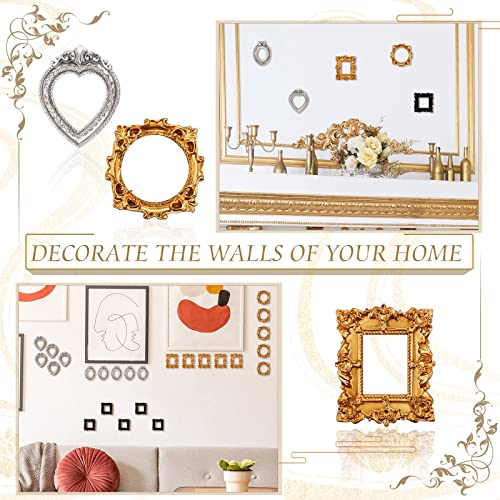 Vicenpal 25 Pieces Vintage Resin Picture Frame Antique Photo Resin Frame Mini Resin Jewelry Display Frame Photography Photo Frame Diy Small Photo Frame For Manicure Photo Home Decoration (Black, Gold, Silver) #TOP4