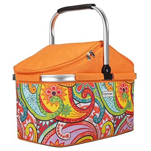 anndora Einkaufskorb 25 Liter Isolierkorb Picknick Kühlkorb - Paisley orange