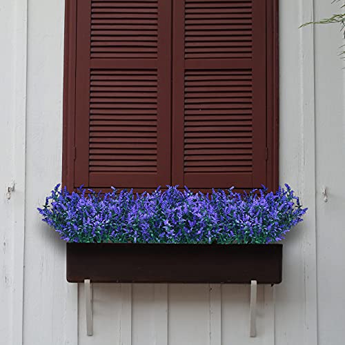 U/D 12 Bundles Artificial Lavender Fake Flowers Outdoor Uv Resistant Plants Plastic Shrubs Hanging Flowerpot Indoor Outside Windows Decorations thumb #1