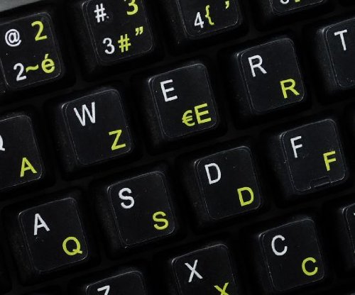 Pegatinas teclado francés AZERTY amarillo transparentes miniatura 4
