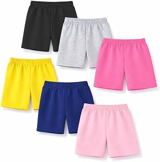 Trampoline Girls Solid Shorts Pack of 6 | Multicolor Elastic Waist Casual Summer Kids Combo Home & Play Shorts Price In India