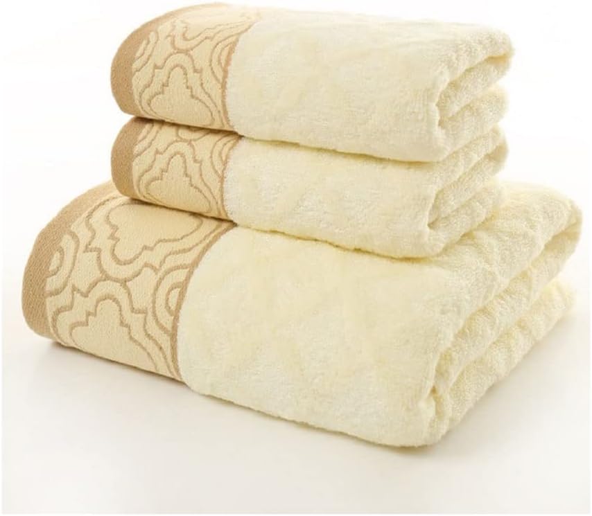 Three Piece Towel Bath Towel Set Soft Strong Water Absorption Rhomboid Towel for Home Hotel Bathroom(E)