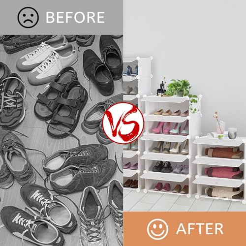 Image of Shoe Rack Multipurpose 5 Shelves Shoe Rack with Zip Door Cover & Side Pockets, Multiuse Wide Shelve,Rack for Footwear, Toys, Clothes (Grey, 12-Layer)