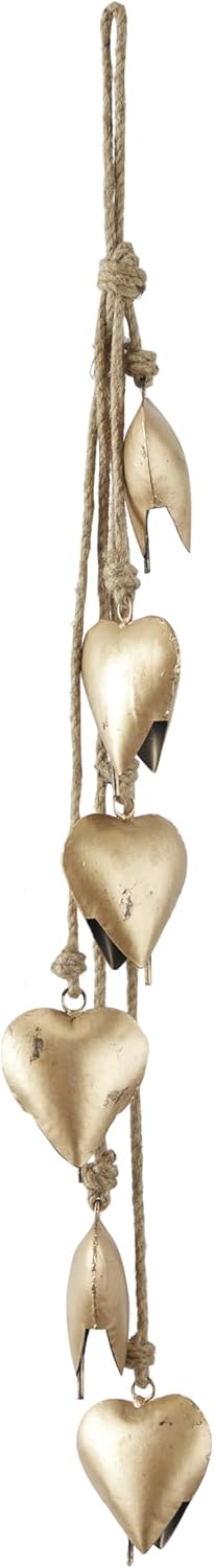 Deco 79 Metal Heart Tibetan Inspired Decorative Cow Bell with Jute Hanging Rope, 4″ x 2″ x 35″, Gold Deco 79 Metal Heart Tibetan Inspired Decorative Cow Bell with Jute Hanging Rope, 4″ x 2″ x 35″, Gold