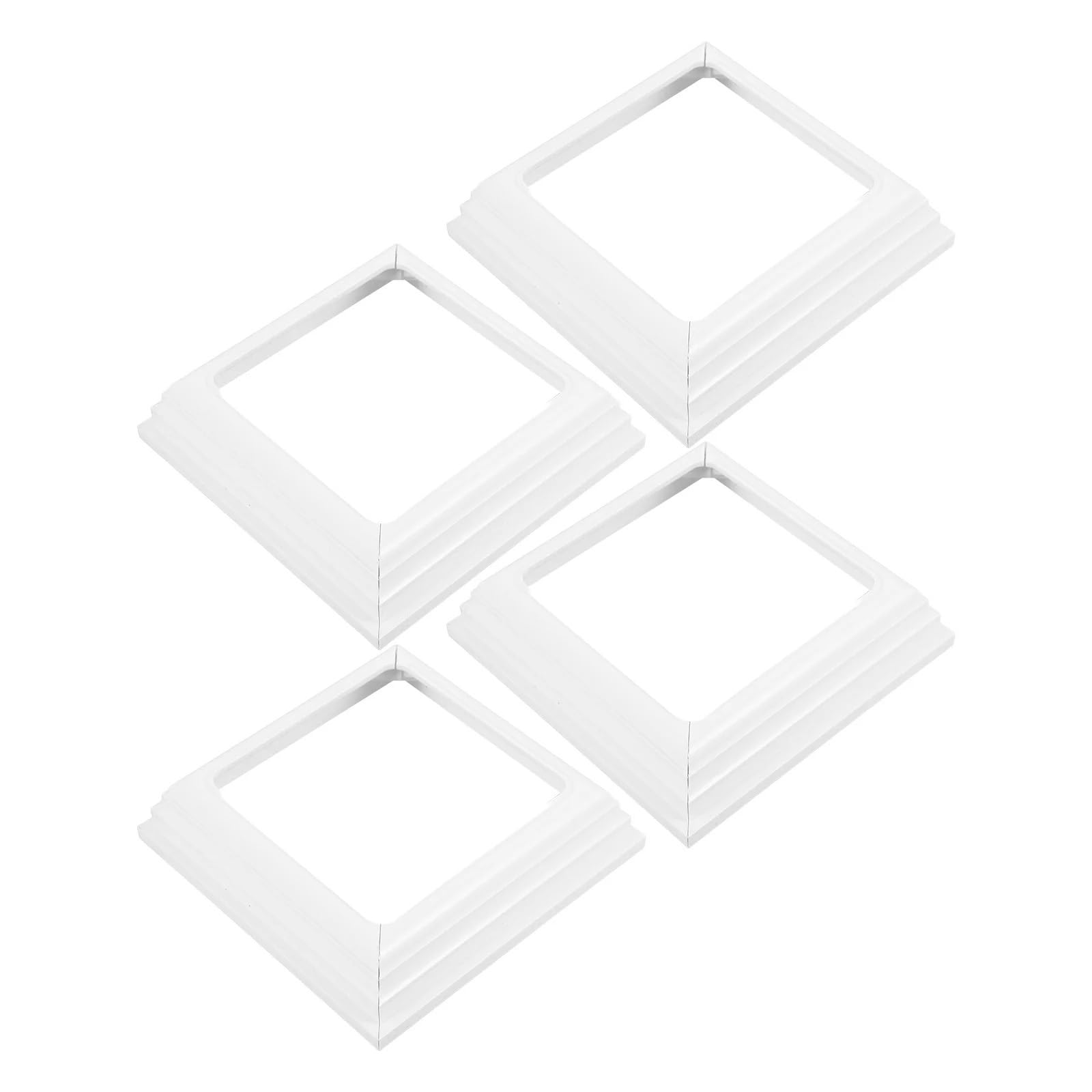 6 Pcs Vinyl Column Skirt Post Base Covers Fence Toppers Outdoor Decorative Balcony Stairs Railing Parts Square Plastic for Fence