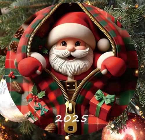 2025 Christmas Tree Fun Santa Claus Decorations, Christmas Ornaments 2025，Painted Glass...