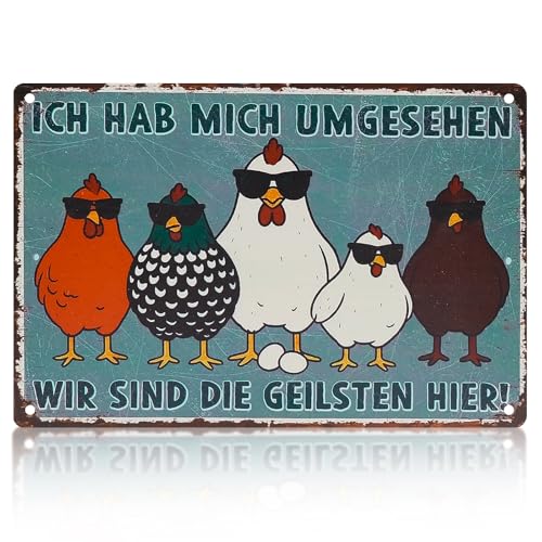 Blechschilder Retro Metall Vintage Schild Ennoxwi lustige Bauernhof Deko für Hühnerstall Hof Garten Küche Wanddeko Metall 20x30 cm