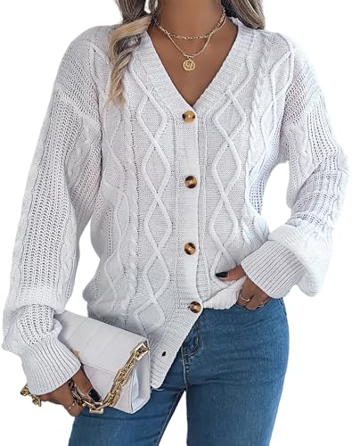Women's Cable Knit Cardigan Lightweight, Button Up, Long Sleeve, V Neck, Womens Fall Fashion 2025