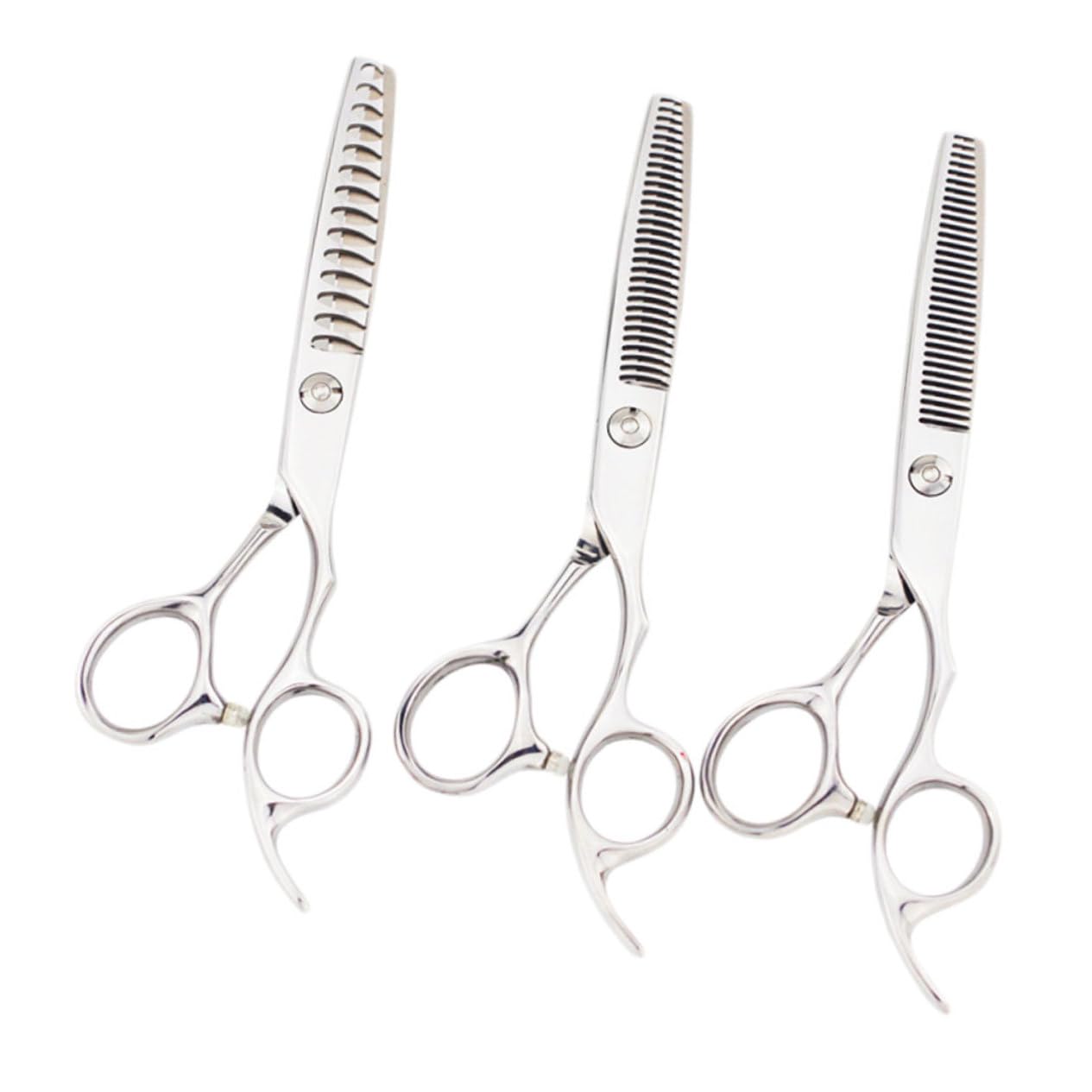 Forbici per Parrucchieri Dentate in Acciaio Inox, Taglio Uniforme e Impugnatura Ergonomica, 3 Pezzi per Salone e Uso Quotidiano