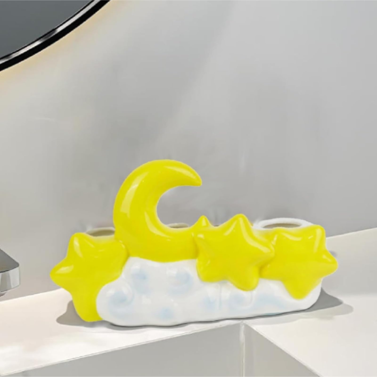 Porta Cepillo Dientes Baño Soporte For Cepillo De Dientes Luna Estrellas Y Nubes Cerámica For Encimeras Tocador Baño Hogar Y Cocina