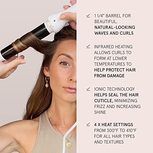 Bondiboost Clever Curler Curling Iron - 1.25 Inch Barrel For Beautiful & Natural Looking Waves/Curls - Infrared Heating - 360 Swivel Cord - 4 Heat Options & Quick Heat-Up - Includes Heat Styling Glove #TOP4
