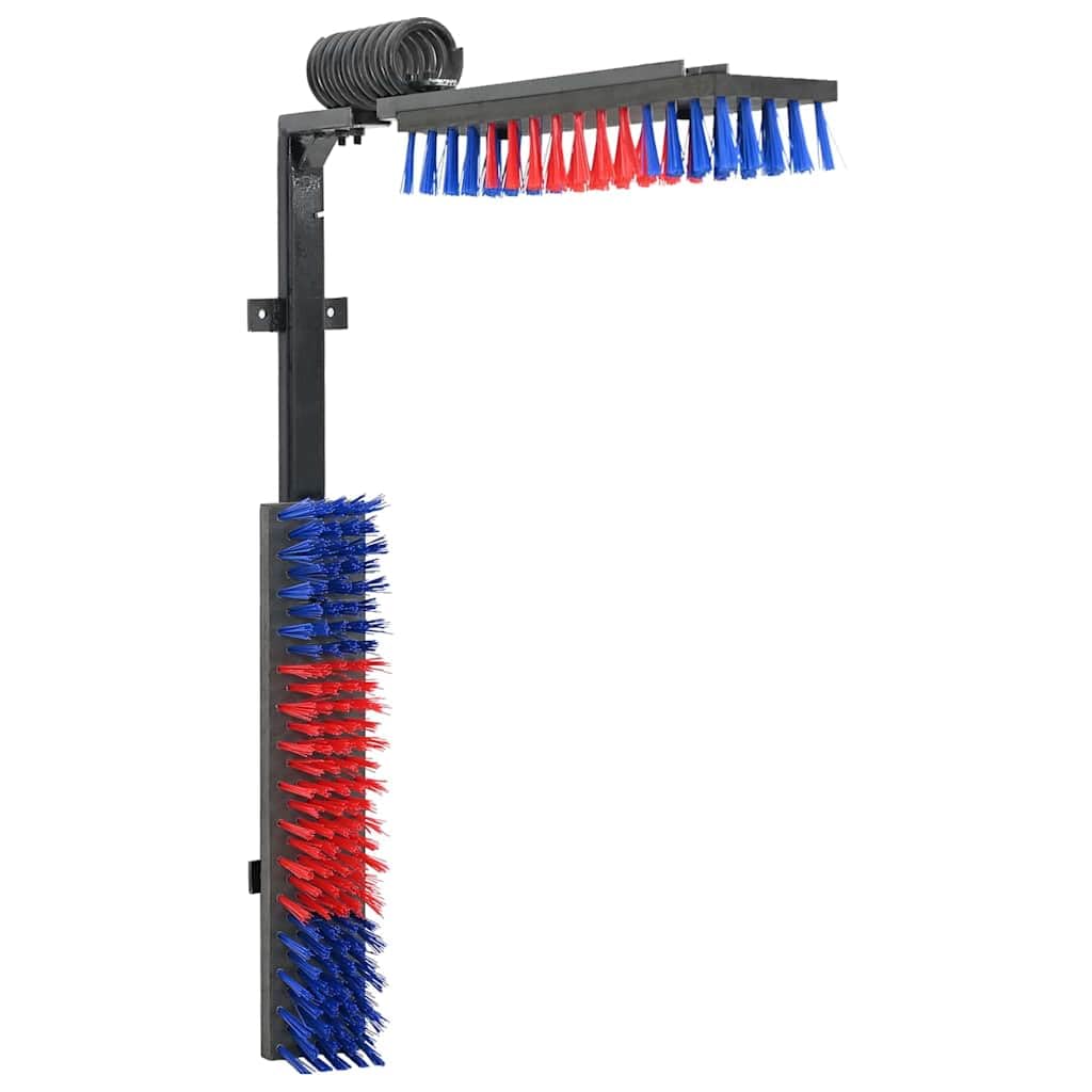 vidaXL Spazzole per il bestiame Rosso e Blu 84 x 10 x 91 cm PVC, Sistema di Spazzole per Bestiame, Montaggio a Parete Robusto, Strumenti di Grooming per Animali