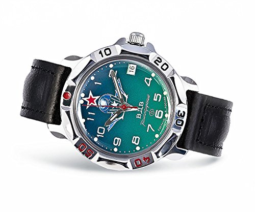 Preisvergleich Produktbild Vostok Komandirskie, VDV, WDW, Russland, Militär, Komandirskije Uhr, UDSSR, Soviet Union, Mechanisch, Leder, Wostok, Wasserdicht, Wappen, Blau, Metall