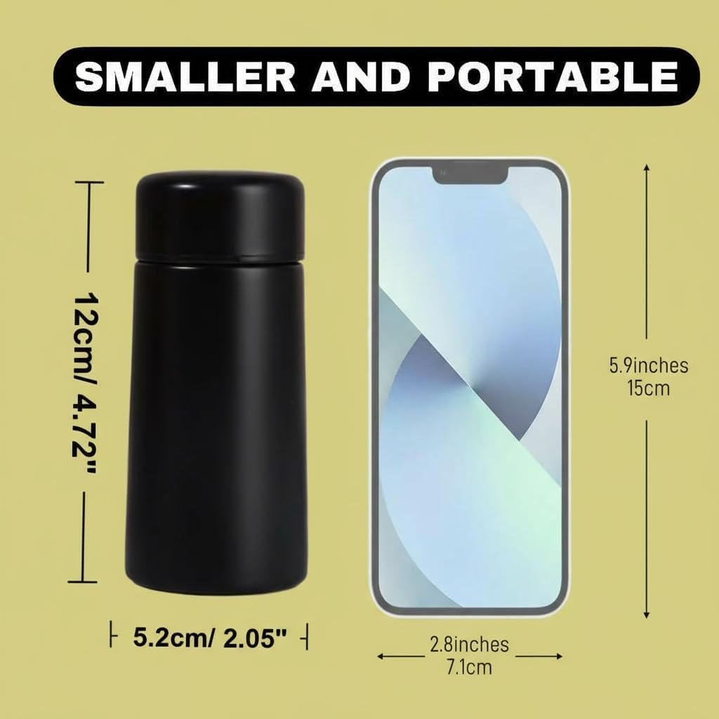 Mini Water Bottle, 5oz, Insulated Stainless Steel, Slim Tumbler, Flask for Travel, Sports, School, Purse, Coffee Cup, Coffee Bottles, Keep Hot and Cold (Black) - Image 8