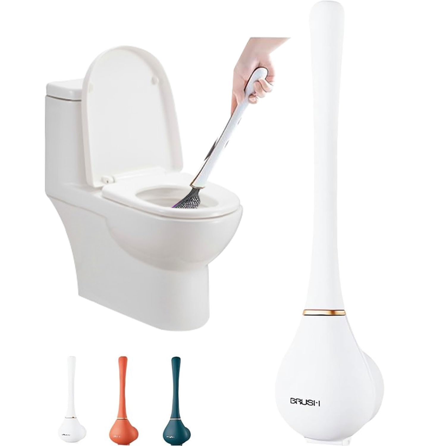 Toyzly White Modern Flexible Silicone Toilet Caspa For Home, Silicone Toilet Brush With Holder, Ergonomic Wall Mounted Toilet Bowl Brush For Dead Corner Clean (White)