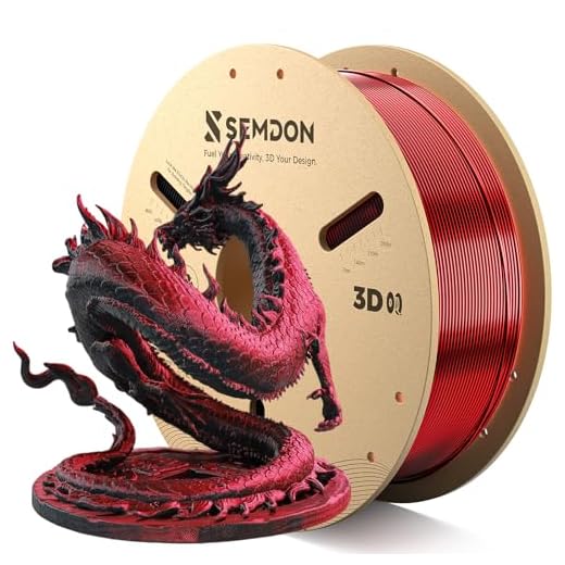 ⚡ SEMDON PLA Filament 1.75mm, Red-Black Gradient PLA Metallic Dual-Color Silk PLA, ±0.02mm Accuracy, 3D Printer Filament for Gifts,Ornaments,Cosplay,Tool,1KG(2.2lbs) Spool