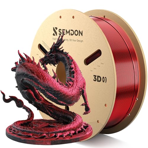 Image of Dual-Color Silk PLA Filament 1.75mm, Metallic Red-Black Gradient PLA, ±0.02mm Accuracy, 3D Printing Filament for Christmas Ornaments,Cosplay,Tool,1KG(2.2lbs) Spool