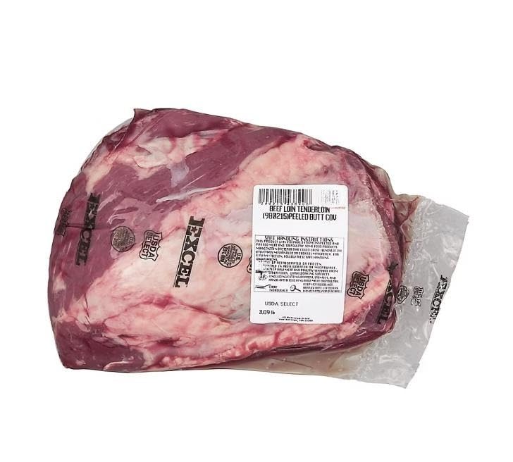 Beef Peeled Butt Tenderloin whole is U.S. inspected and passed by Department of Agriculture. Safe Handling Instructions: Keep refrigerated or frozen. [ 56 oz, 3.8 lb ]