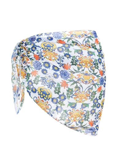 Image of ZAFUL Women's Sarong Coverups Beach Wrap Sheer Bikini Cover Up Mini Skirt | Wraps Swimwear, Cover Ups for Swimwear, Multi-Wear, Texture, Floral