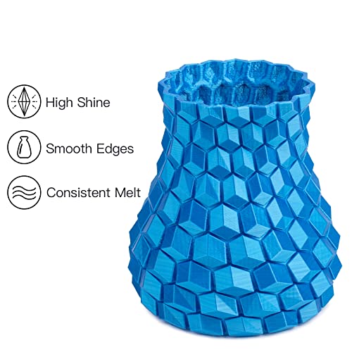 Image of INLAND Micro Center Silk PLA 3D Printer Filament 1.75mm - Cyan Blue Shiny, Dimensional Accuracy + /- 0.03 mm - 1 kg Spool (2.2 lbs), Clog Free Colorful Filaments