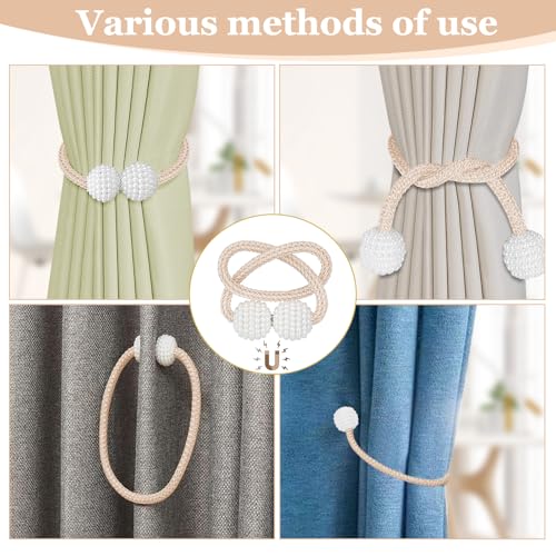 Image of 2Pack Magnetic Curtain Tiebacks, Curtain Tiebacks Buckles Holdbacks Holder Hooks Clip,Decorative Drape Handmade Curtain Tie Back(Champagne)