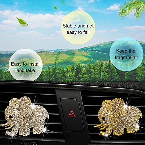 Image of ZOSTLAND Rhinestone Car Decorative Clip,Car Air Fresheners,Metal Vent Clip,Bling Auto Air Vent,Personalized Automotive Interior Decoration Accessories,Auto Decor Gift for Women,Men(2pcs Elephant)