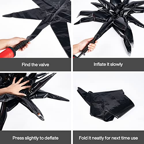 Image of PartyWoo Black Large Star Spike Foil Helium Mylar Balloons 6pcs