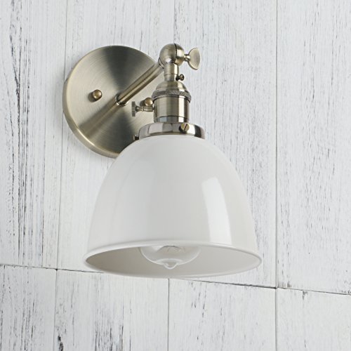 Permo 6.3-Inch Metal Dome Shade Industrial Wall Sconce Lighting Fixture (White) #TOP5