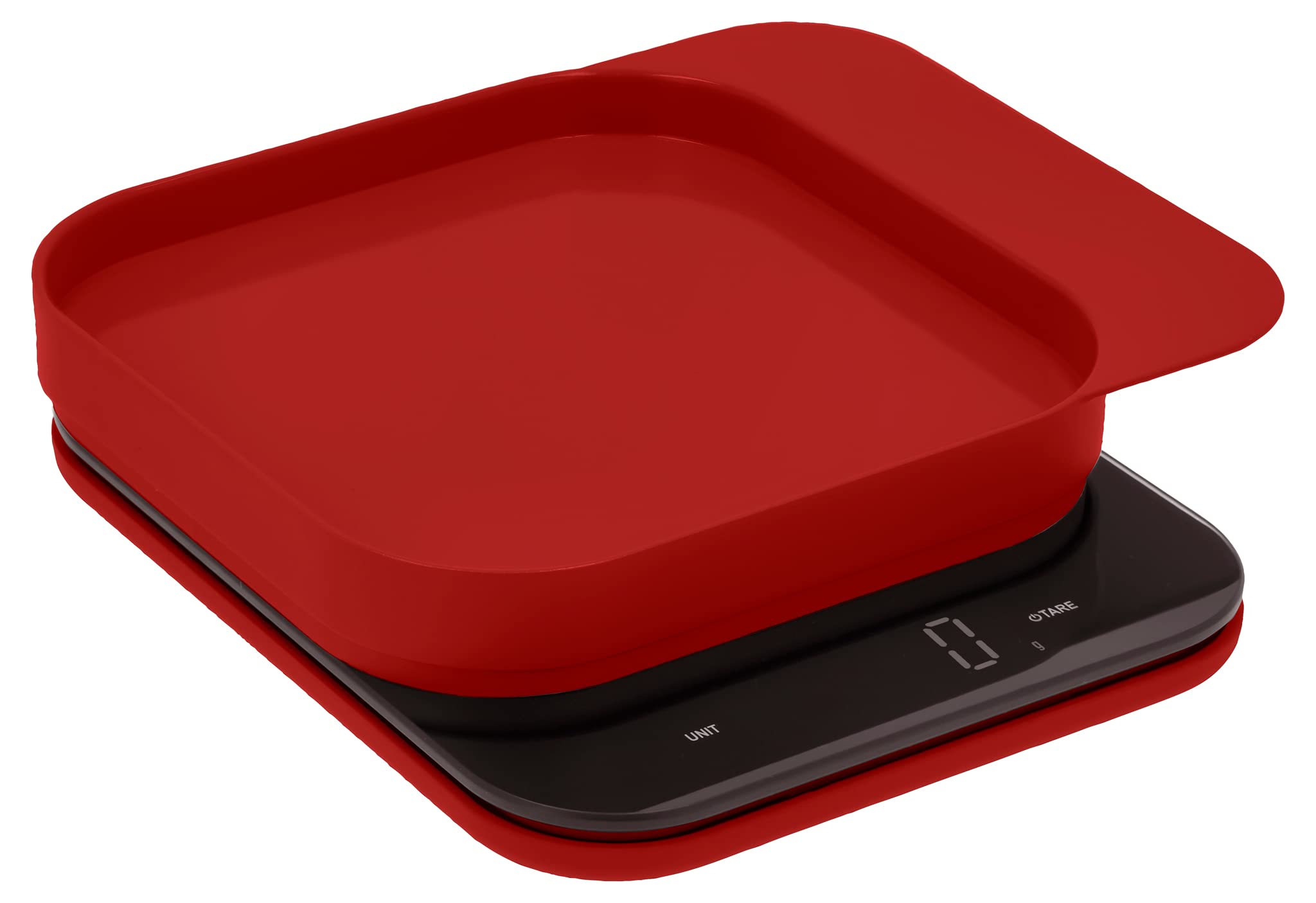 Rosti Mensura - Bilancia da cucina digitale con ciotola e funzione tara, peso massimo 10 kg, 16,5 x 20,3 x 3,5 cm, colore: Rosso