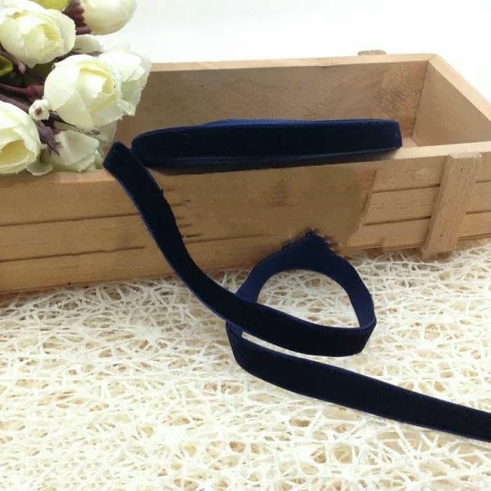 200 Yards/Rolle, 10 mm Samtbänder, DIY-Stirnband, Fliege, Ohrringe, Bastelmaterial, Weihnachten, Halloween, Hochzeits-Verpackungsbänder – Marineblau – 10 mm breit