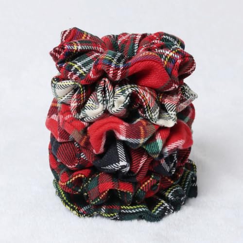Naibirdr Christmas Plaid Hair Scrunchies Ponytail Holders Scrunchie 6PCS