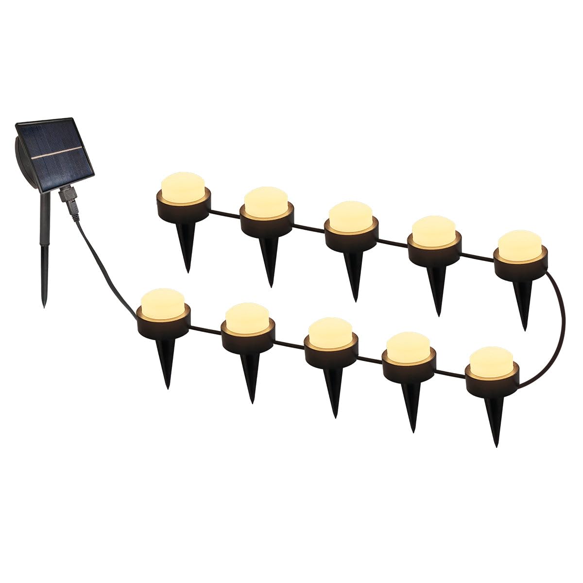 10 mini faretti luminosi solari a puntura markup vialetto SOLIRAY LED bianco caldo 12m