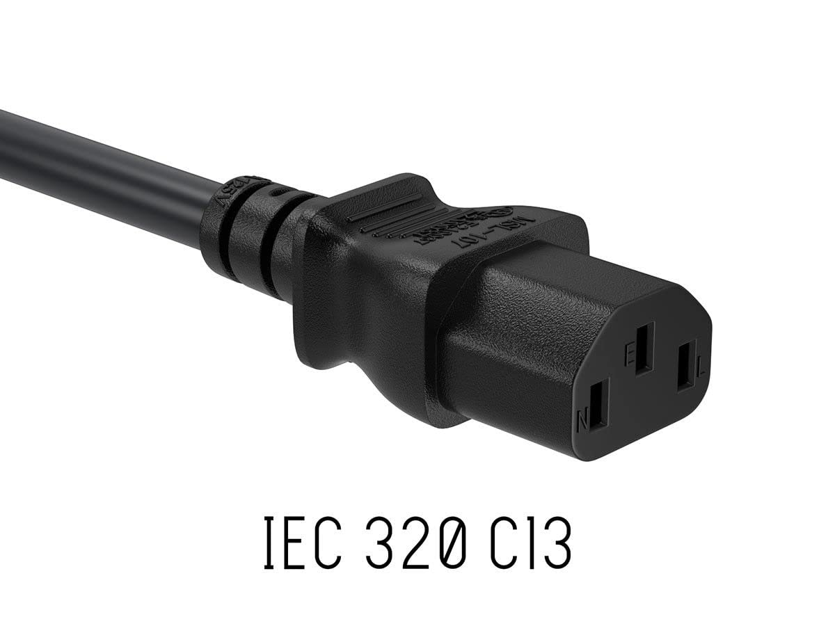 Laptop-Netzkabel, 3 m, NEMA 5-15P auf C13, 10 A 125 V, 18 AWG, schwarzes Ersatznetzkabel, Drucker-Stromkabel, Stromkabel
